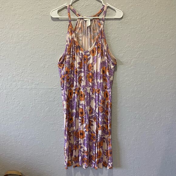 H&M Floral Tank Dress Size Medium Boho Casual - Picture 1 of 6
